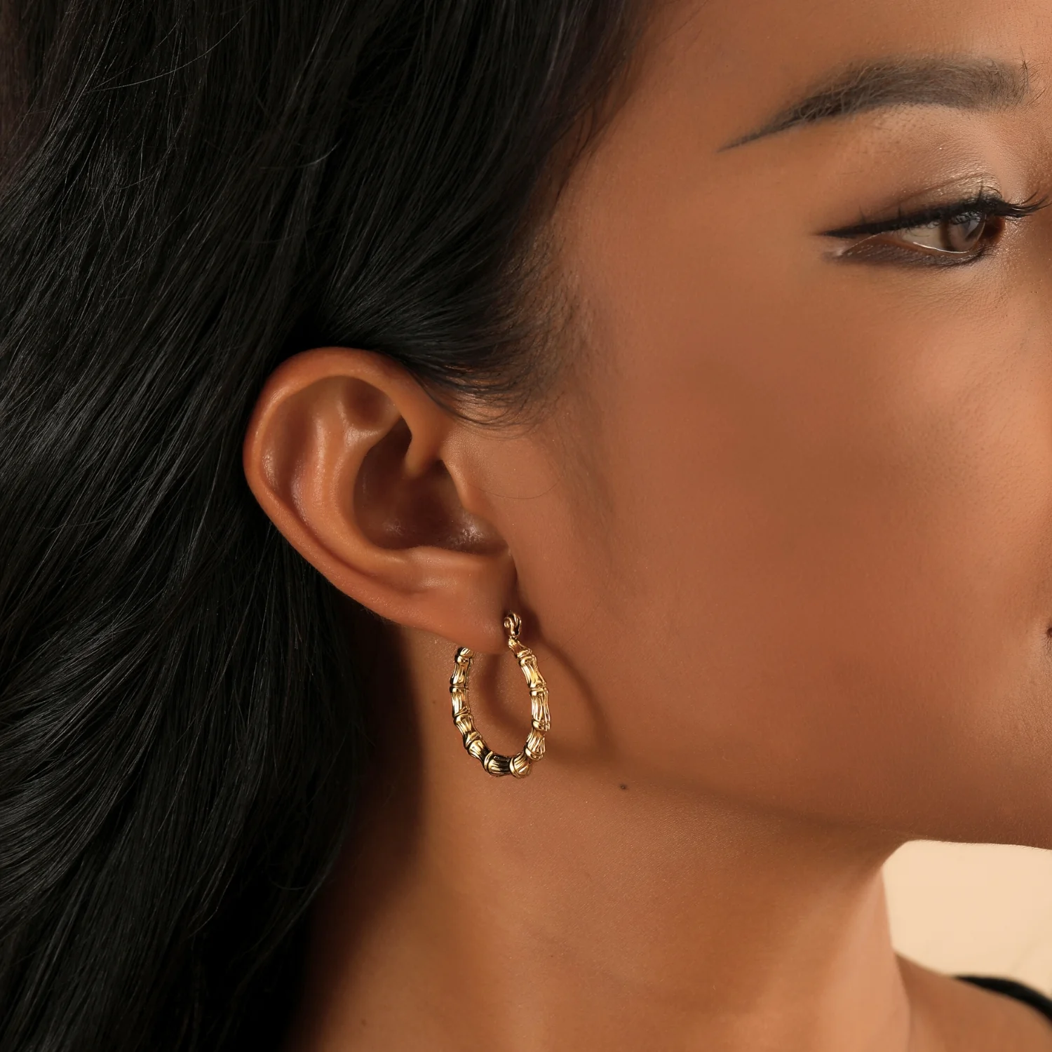 Bamboo Hoop Earrings - Image 8