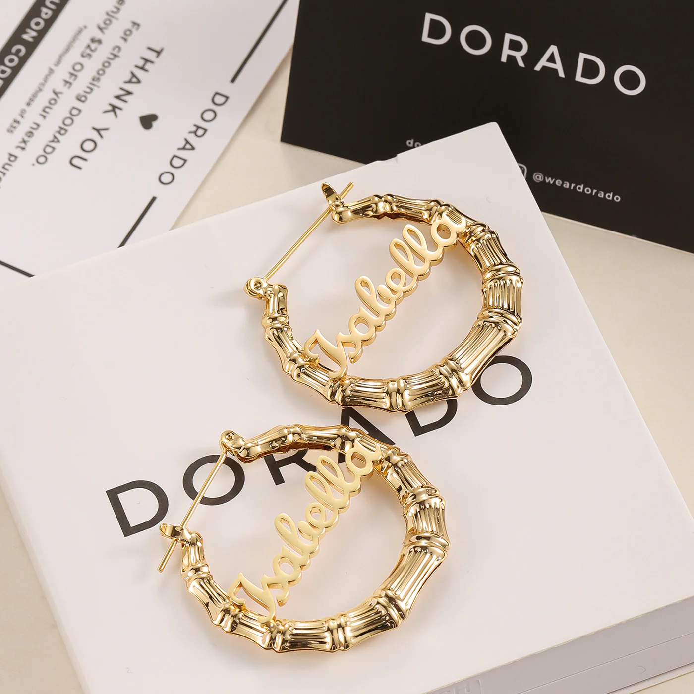 Bamboo Name Hoop Earrings - Image 3