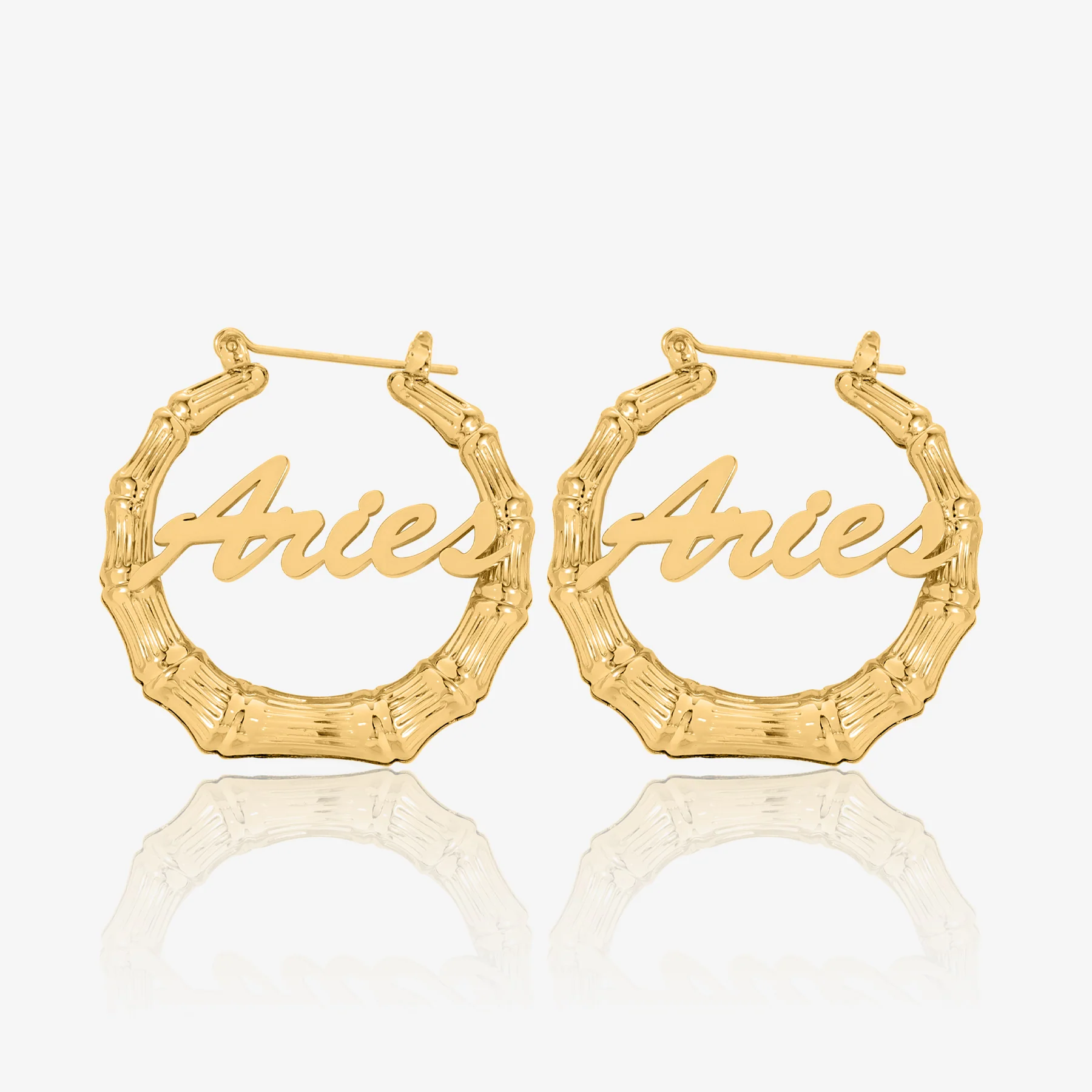Bamboo Script Name Hoop Earrings