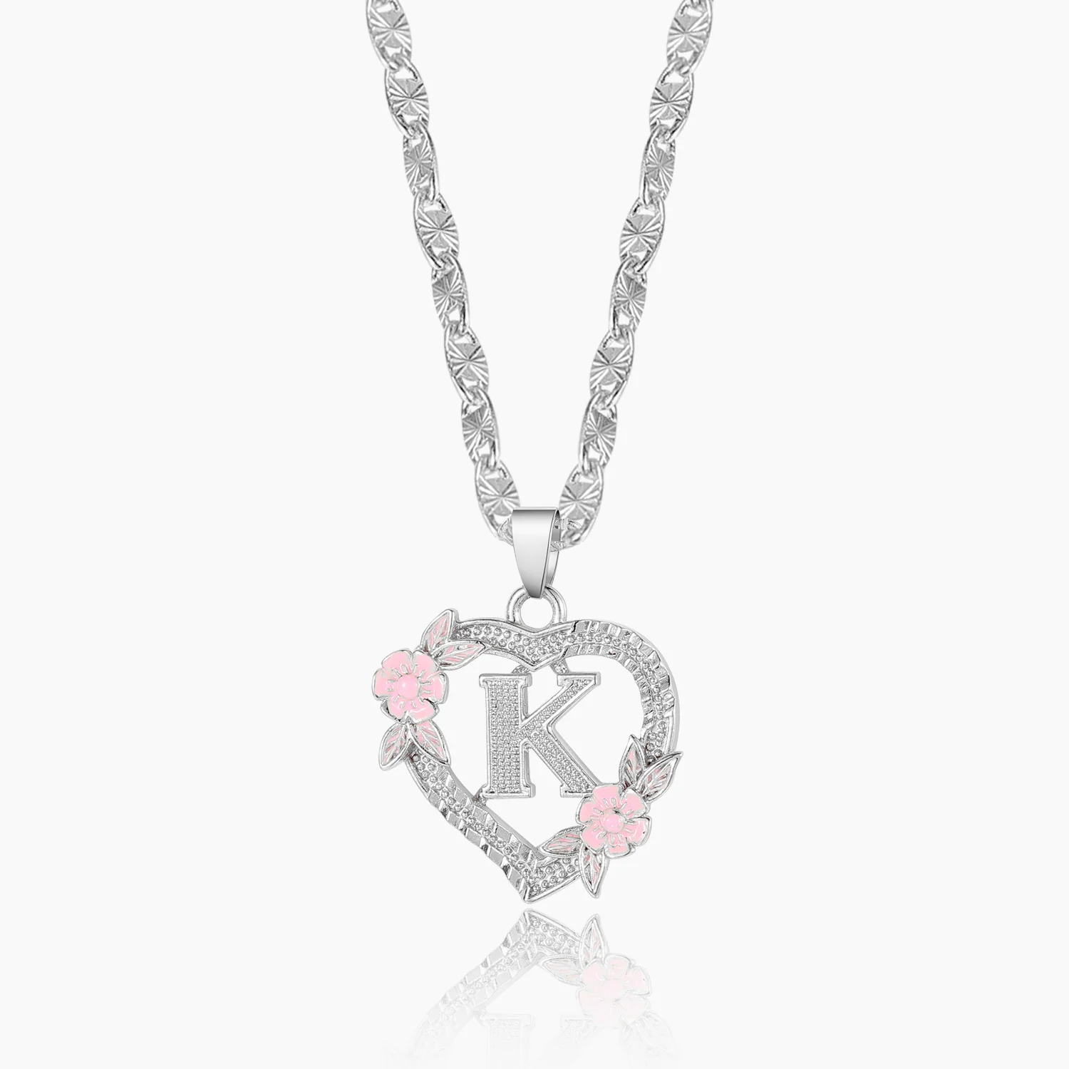 Flower Initial Necklace w/ Clip Chain - Image 6