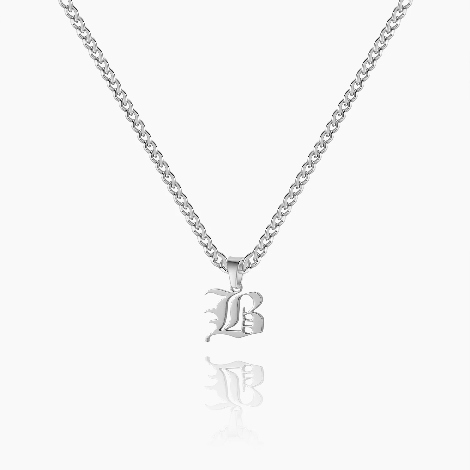 Gothic Letter Necklace w/ Cuban Chain - Image 5