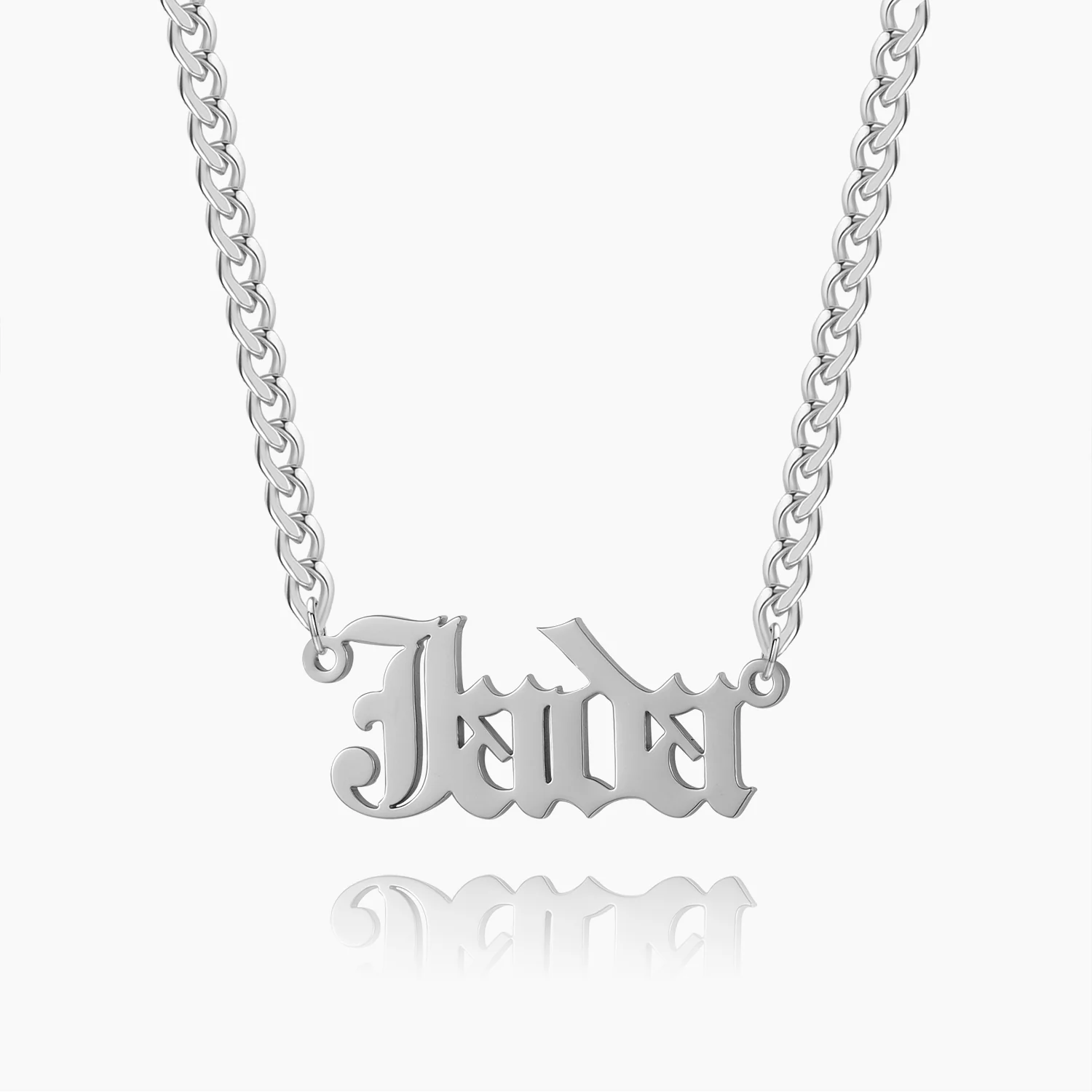 Kids Gothic Name Necklace w/ Cuban Chain - Image 3