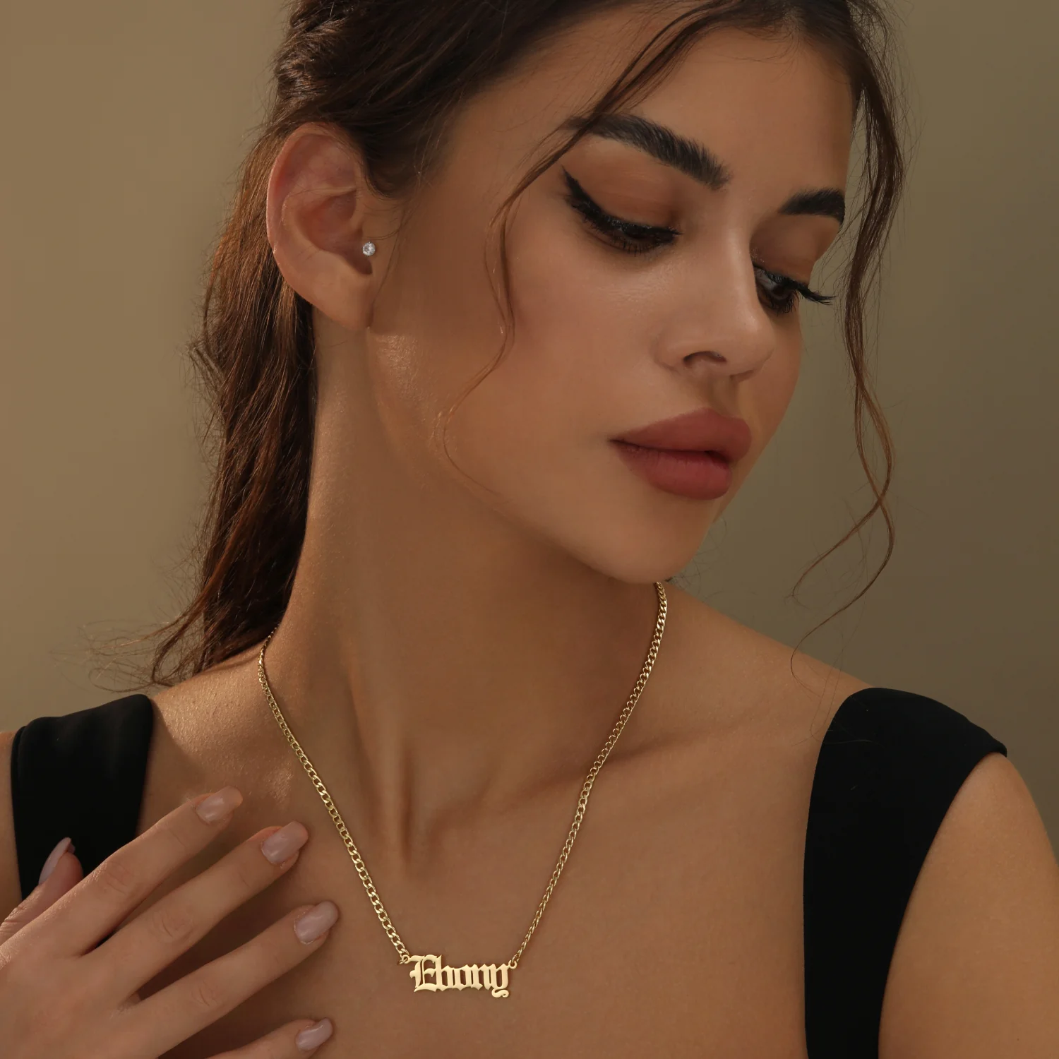 Kids Gothic Name Necklace w/ Cuban Chain - Image 6